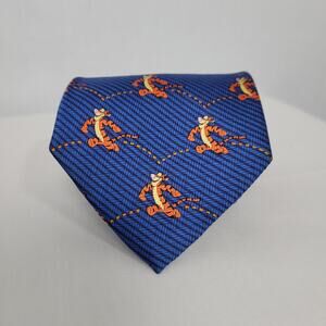 Pooh Disney Silk Neck Tie Blue Tigger Novelty Print, Winnie the Pooh